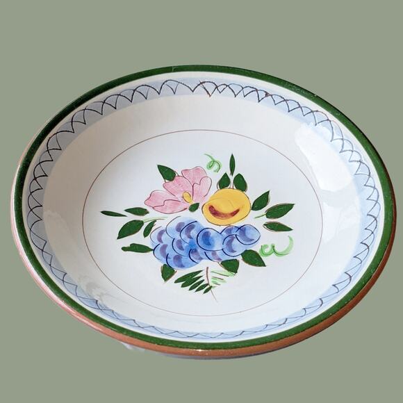 Vintage Mid Century Hand Painted Stangl Fruits and Flowers Shallow Bowl - Picture 2 of 5